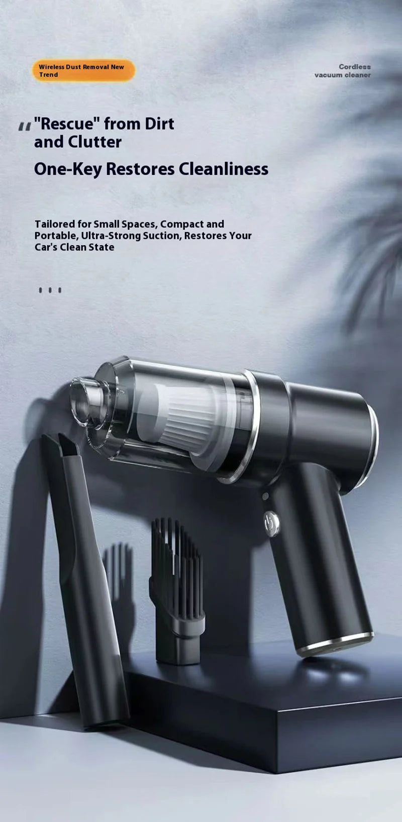 Handheld Car Wireless Vacuum Cleaner - Dry & Wet Use
