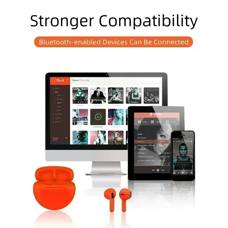Pro 6 TWS Bluetooth Earbuds - Stereo Sound & Charging Case