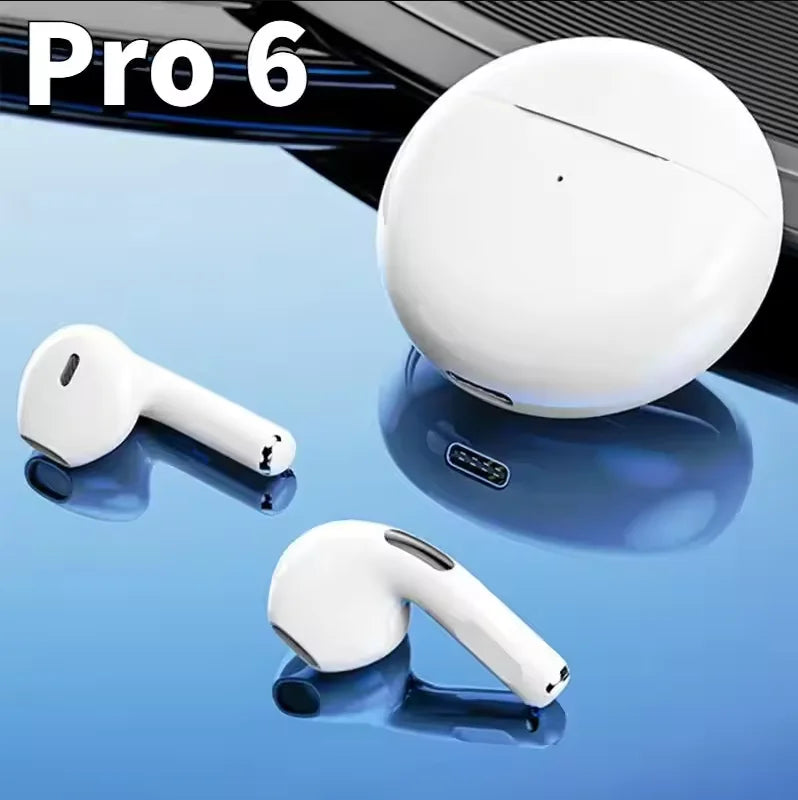 Pro 6 TWS Bluetooth Earbuds - Stereo Sound & Charging Case