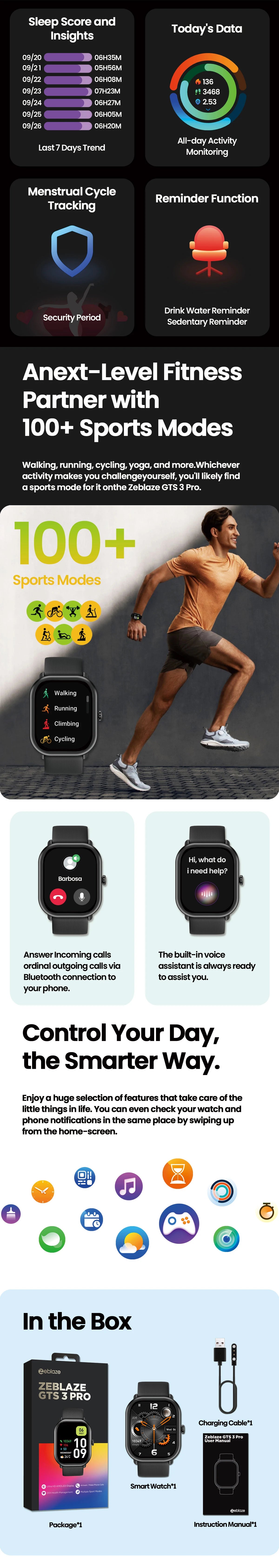 Zeblaze GTS 3 Pro Smartwatch with AMOLED Display